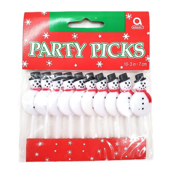 Vintage “Amscan” Snowman Party Picks – 4 Pack Set – NEW - Picture 2 of 3